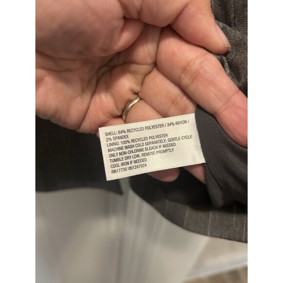 A New Day Grey Pinstripe Button Down Dress Office Androgynous Size Large City - Picture 3 of 8